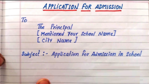 Application for admission in school